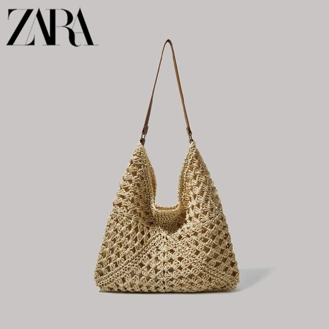 ZARA ザラ ネットバッグ ラタン ニット ショルダーバッグ 夏バッグ バカンス ナチュラル エコバッグ サマーニット トートバッグ