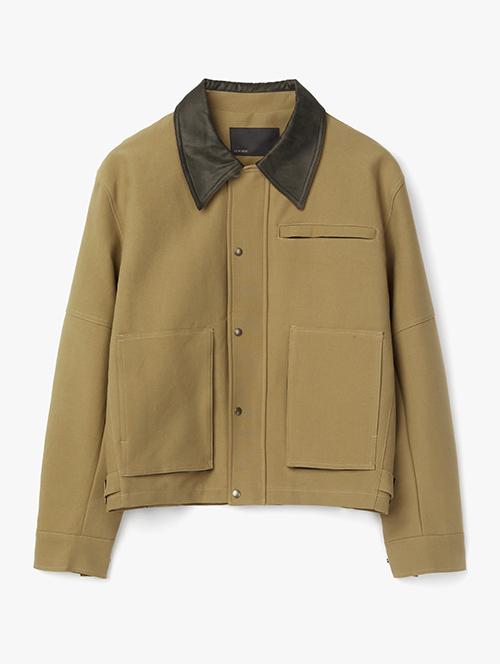 [르마드] 페이크 레더카라 워크 자켓 - 베이지 LM24FW016