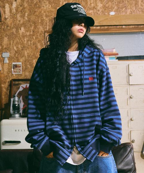 [브라운브레스] TAG STRIPE HOOD ZIP UP - BLUE BKFMHZN01BL