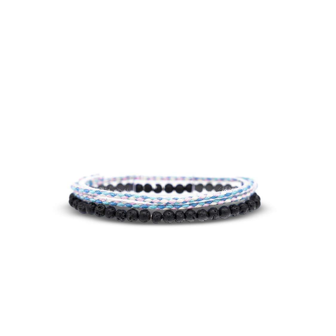 Nami 여성 및 남성 패션 서퍼 팔찌 2개 세트 오리지널 히피 보헤미안 매듭 액세서리 Lava Beads & Retro