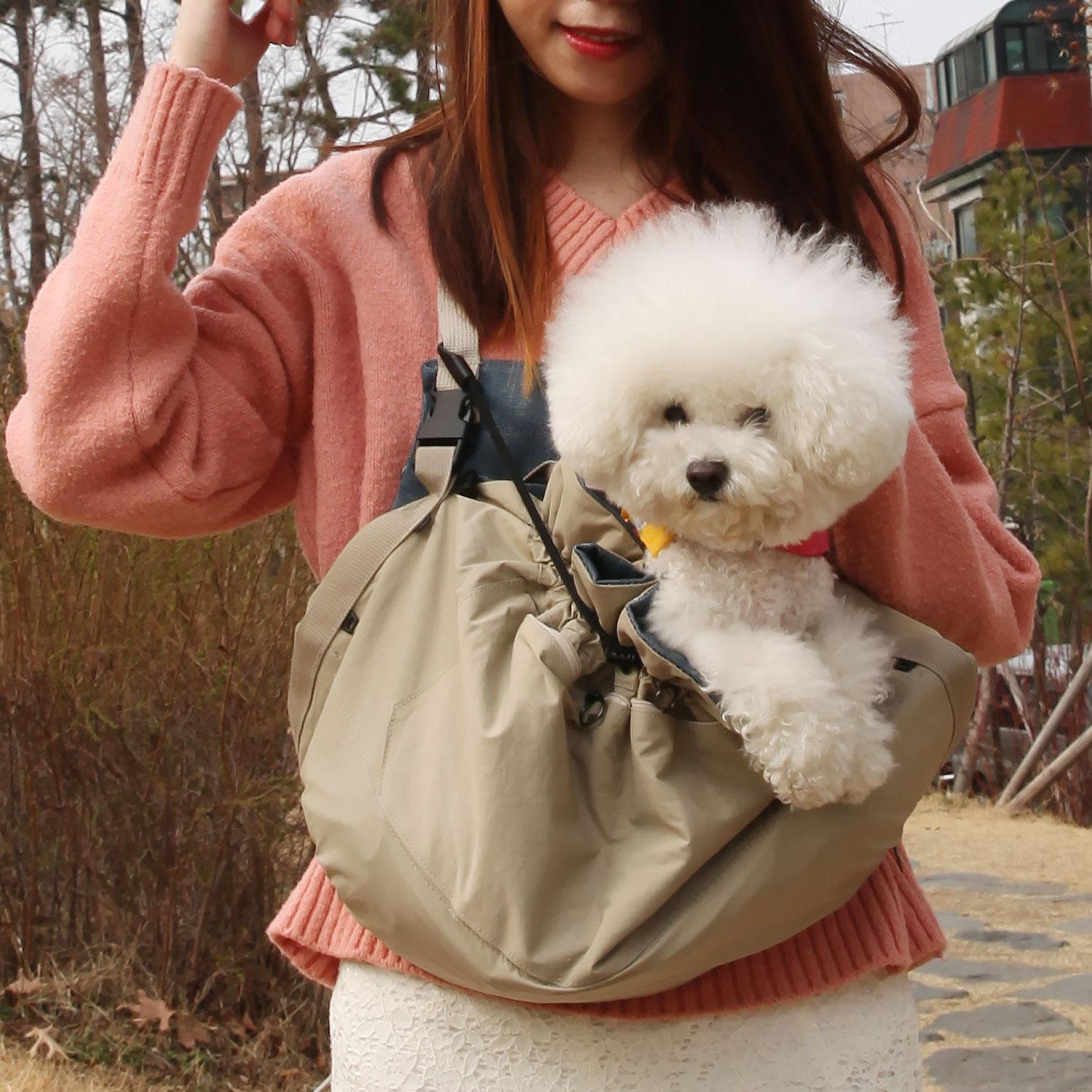CANLU ペットキャリー エプロン 犬用散歩バッグ フロントバッグ ポシェット 小型犬スリングバッグ