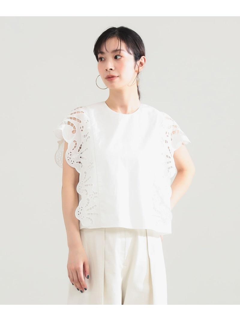 Demi-Luxe BEAMS 빔스 カットワーク ブラウス ホワイト ブラック レディース トップス