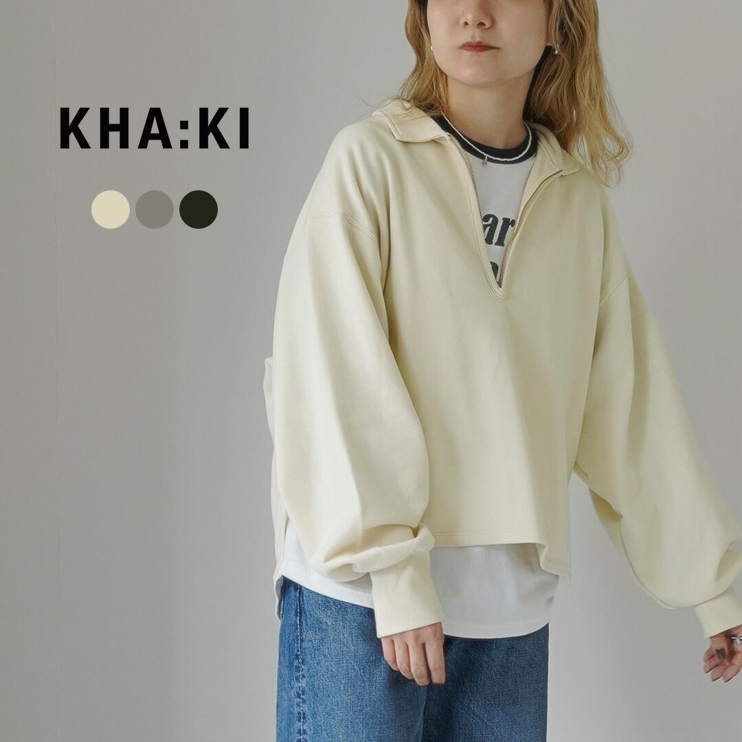 khaki カーキ ハーフジップ スウェット レディース トップス トレーナー ジップTシャツ