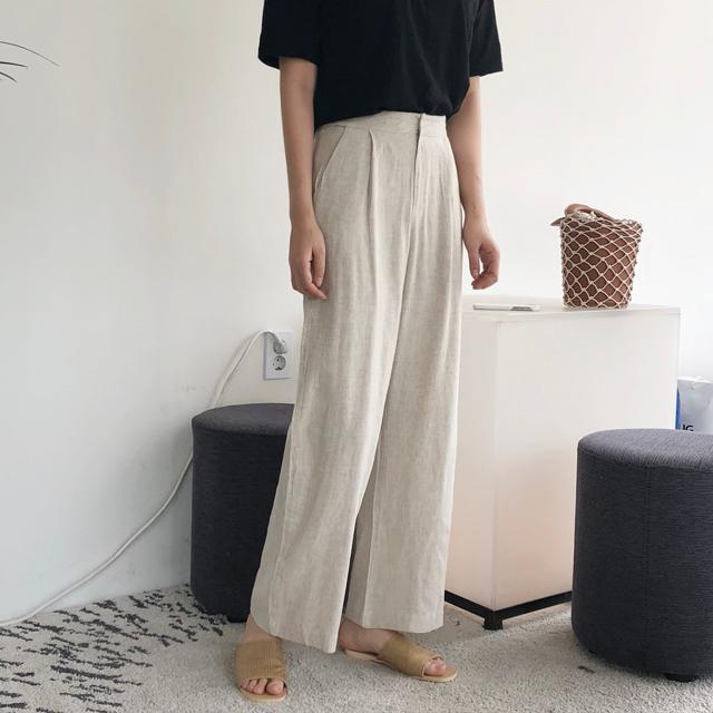 ハイウエスト リネン レディース ワイドパンツ 夏 スラックス ダーツ入り 夏パンツ レディース スラックス ゆったりパンツ ベージュ ホワイト