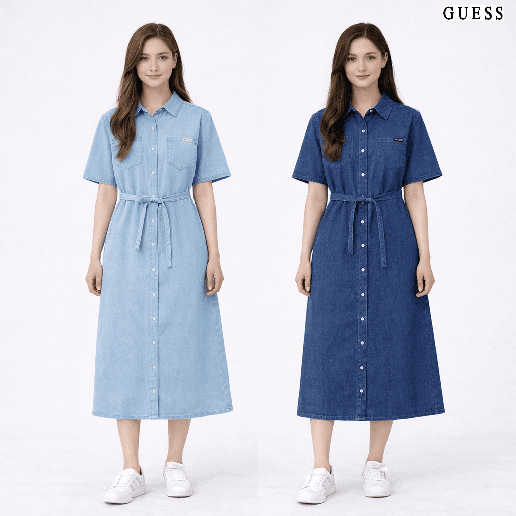 GUESS デニムワンピース レディース 半袖 夏 デートルック