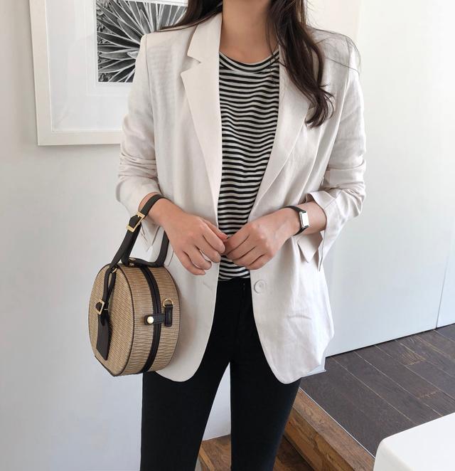 プレミアム オーバーフィット レディース リネン ジャケット 女性用 夏ジャケット アウター 季節の変わり目 ウーマンジャケット ホワイト ベージュ