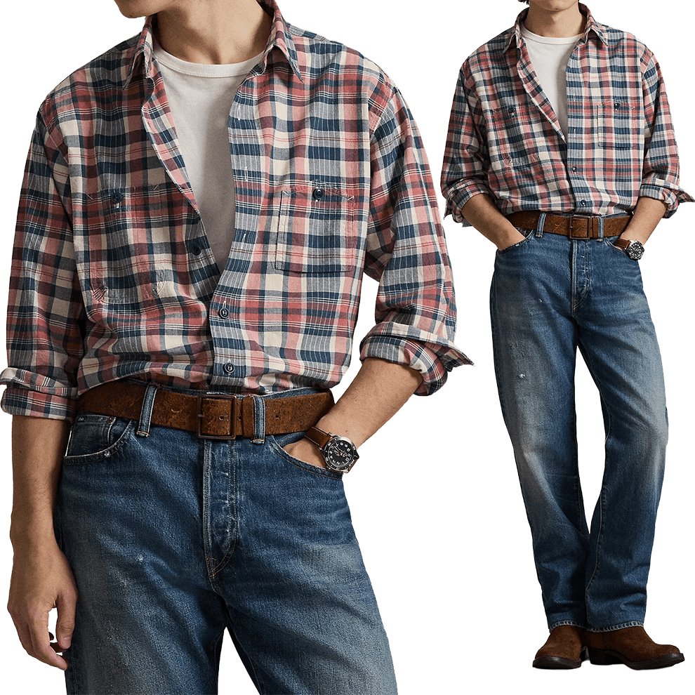[デパート] POLO RALPH LAUREN メンズ クラシックフィット マドラス リペア ワークシャツ