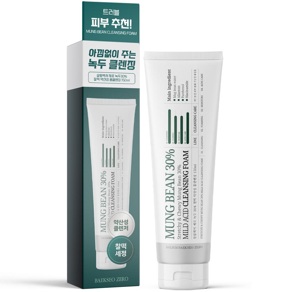 サルリムベクソ 緑豆30% 餅 약산성 フォームクレンジング 150ml 洗顔料 低刺激クレンジング 脂性肌敏感肌