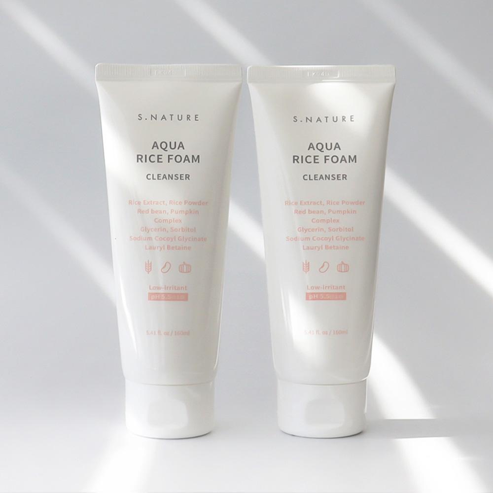1+1 에스네이처 아쿠아 라이스 약산성 클렌징폼 160ml 대용량
