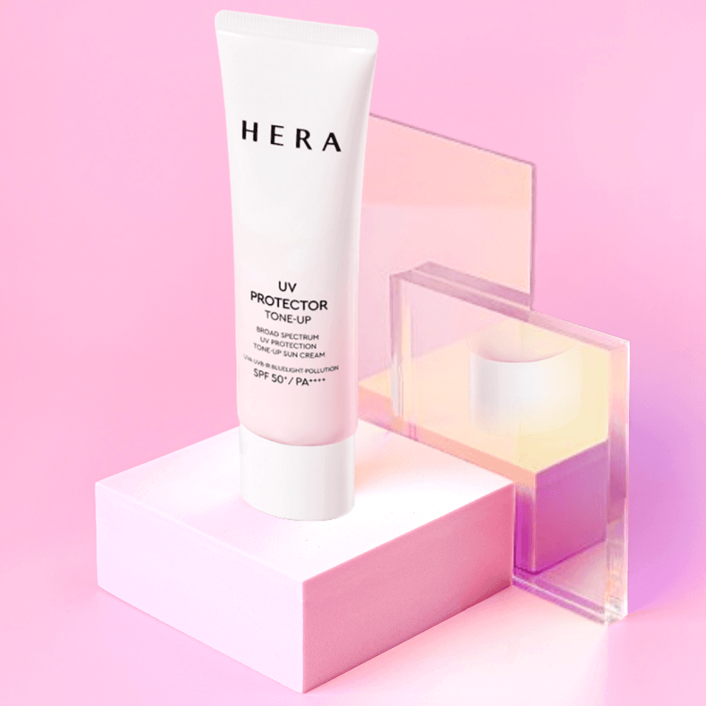 HERA 톤업 선크림 피치 UV 프로텍터 톤업 50ml 톤업크림 / 유통기한 28년