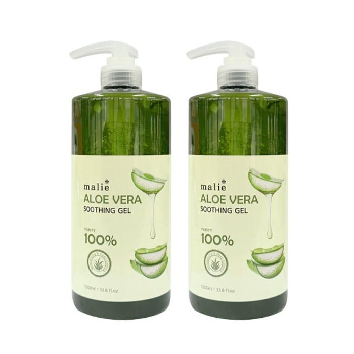 마리에 순도 100% 알로에베라 수딩젤 1000ml 수분 진정 대용량 1L, 2개