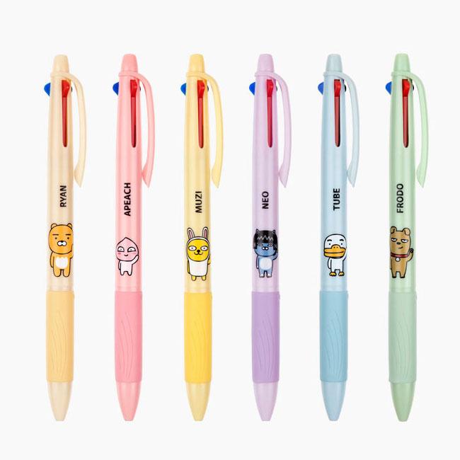 カカオフレンズ 3色ボールペン 文房具 学用品 キャラクターマルチペン 文具