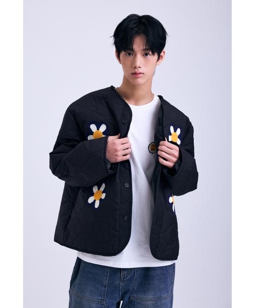 [미스터차일드] フラワーキルティングジャケット ブラック MC21FWO001B