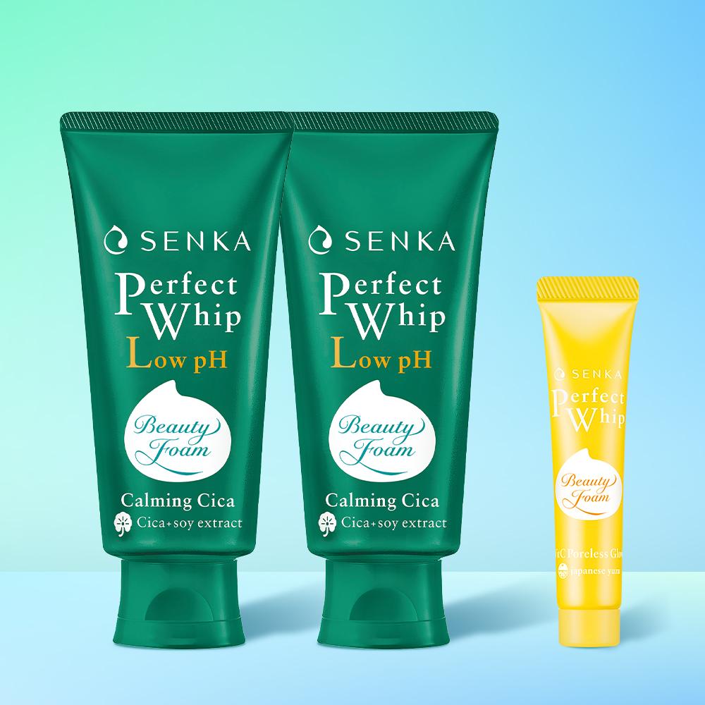 [+ミニホイップ]SENKA パーフェクトホイップ 弱酸性 フォームクレンジング ローpH カミングシカ 100g, 2個