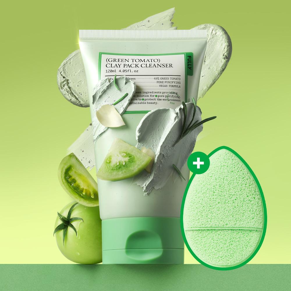 Pulley Green Tomato Clay Pack Cleanser 120ml+海綿スポンジ