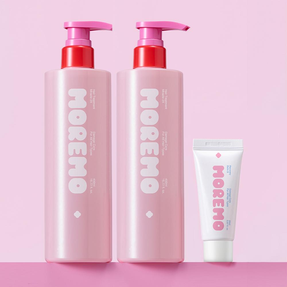 [3가지 향] 모레모 단백질 헤어팩 트리트먼트 미라클 2X 더블세트 480ml 2개