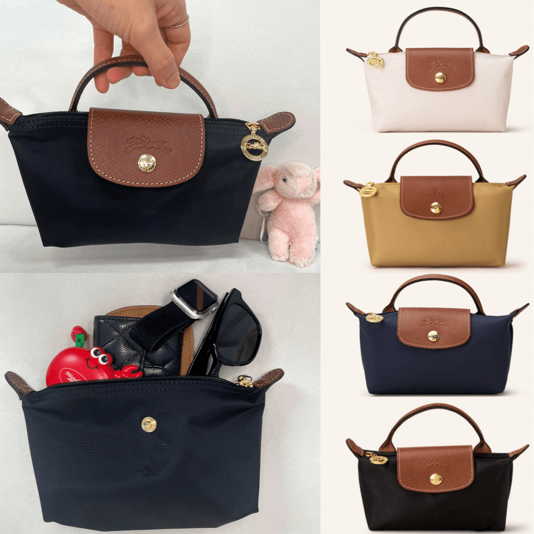 [国内即日発送] LONGCHAMP ル プリアージュ ミニ ポーチ バッグ ハンドポーチ クロスボディバッグ ブラッククリーム
