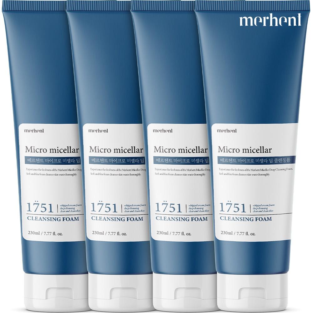 Merhenth Micella 大容量 フォームクレンジング 230ml 4個 洗顔料 低刺激 ディープクレンジング 男性 女性 バブル