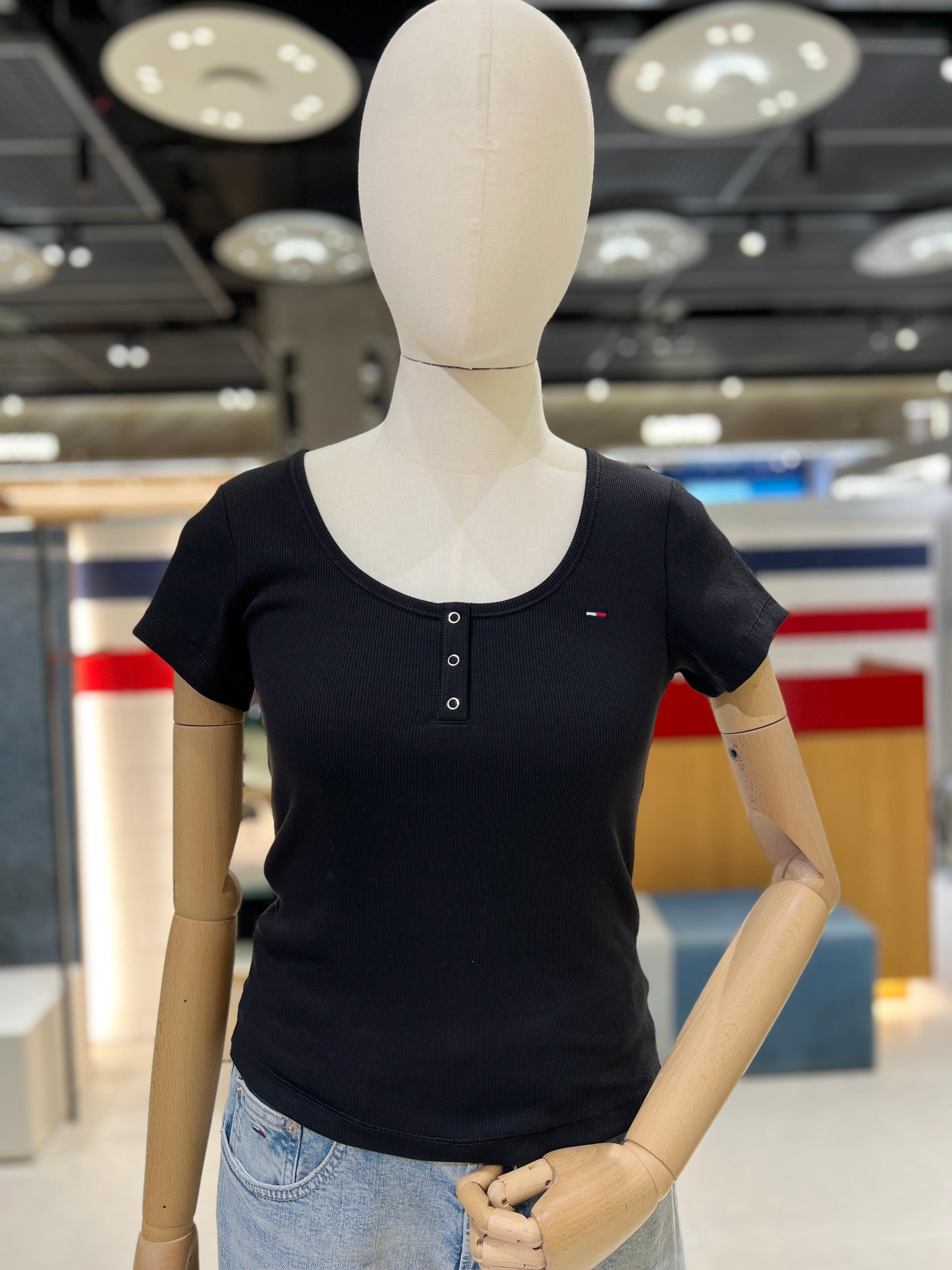 타미진 여성 슬림핏 깔끔 골지 무지 클래식 상의 데일리 여름 반팔 티셔츠