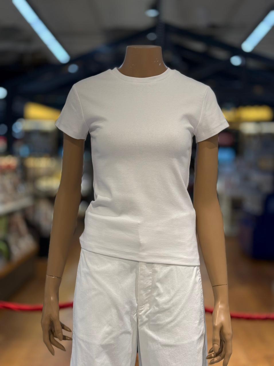 GIO D'ARTE レディース スパン半袖Tシャツ コットン ホワイト ベーシックインナー 夏 トップス レイヤード 326544