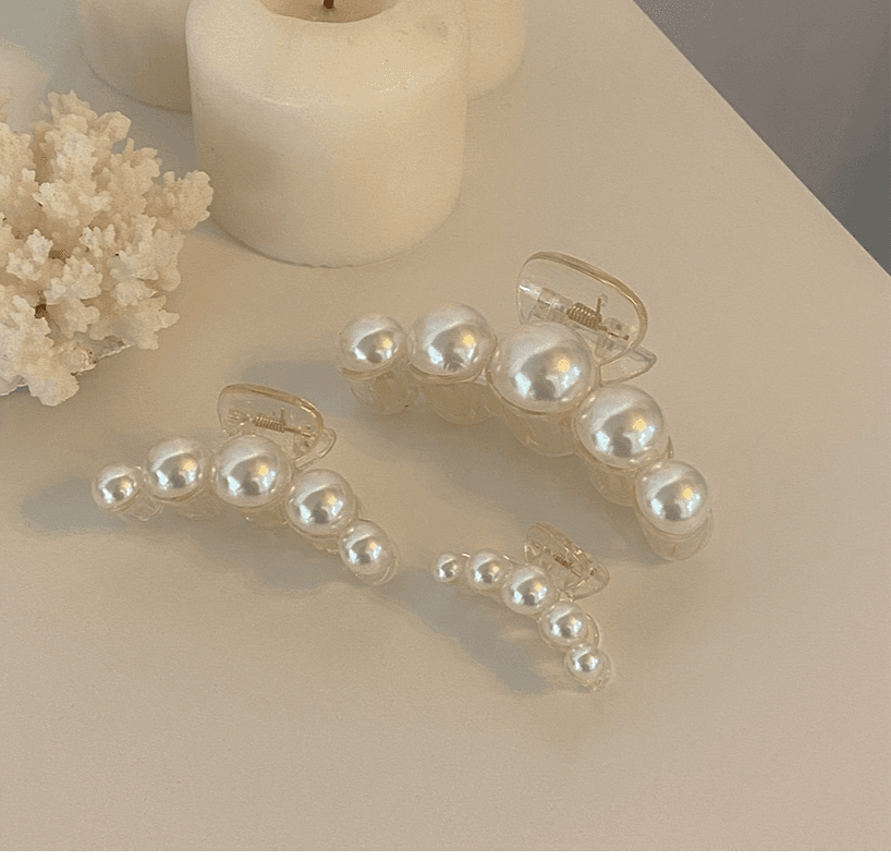 パール クリップピン ビッグサイズ レディース ヘアアクセサリー デイリー 透明 クリップピン