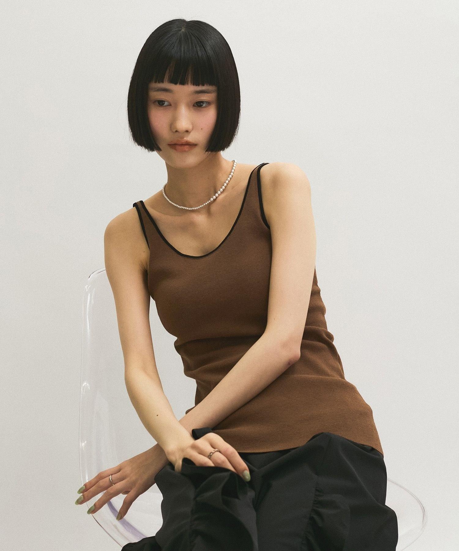 ADAM ET ROPE FEMME アダムエロペ カラーブレード ニット タンクトップ レディース トップス