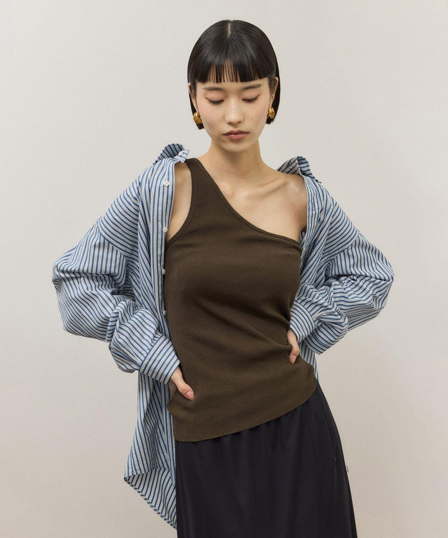 ADAM ET ROPE FEMME アダムエロペ シルク混 ワンショルダー タンクトップ レディース トップス