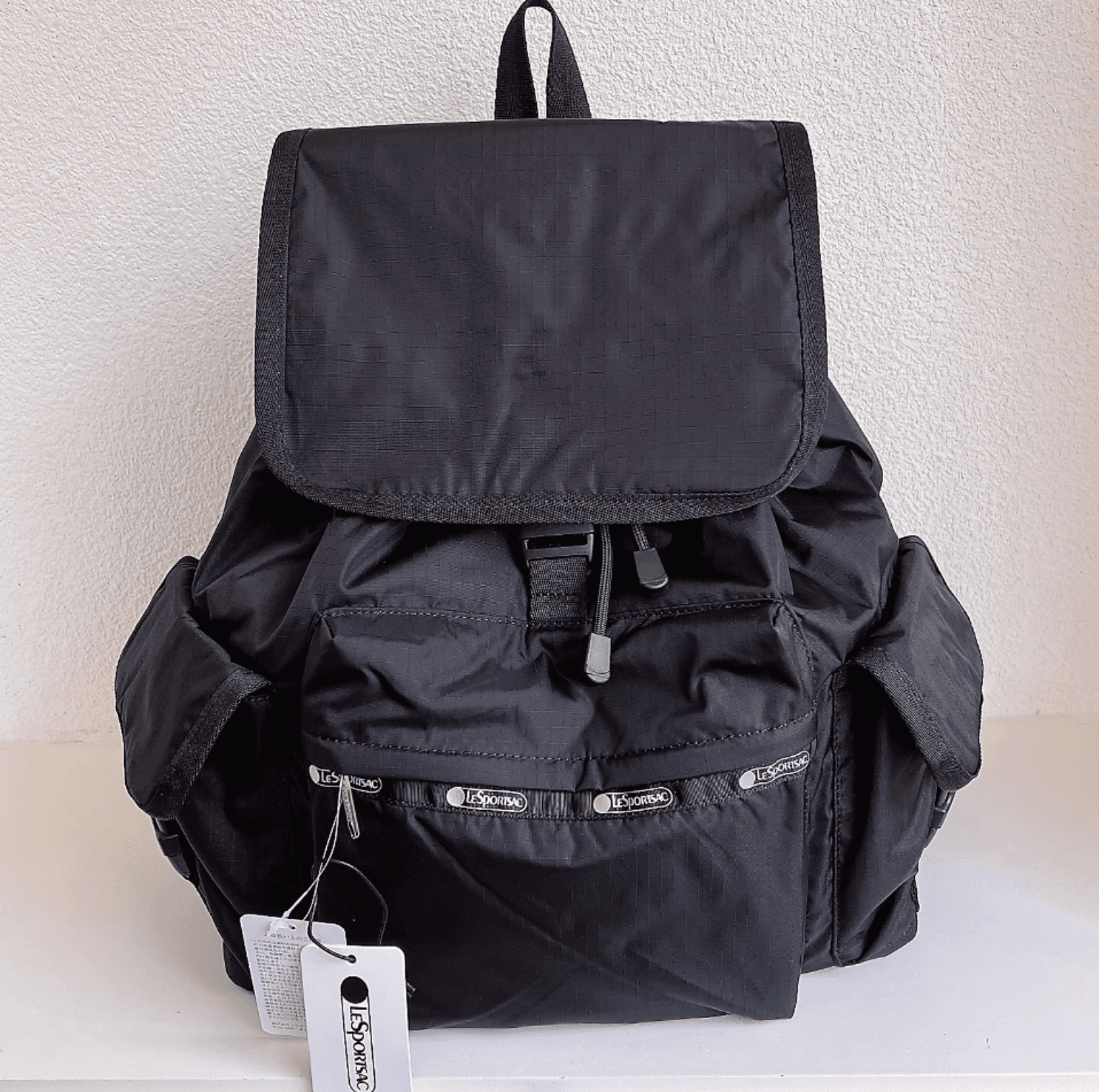 (국내배송) Lesportsac 블랙 무지 라지 보이저 백팩 경량 생활방수 여행용 배낭 수영가방