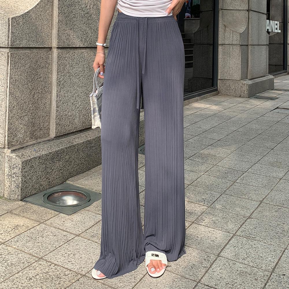 쿨 썸머 냉장고 플리츠 주름 밴딩 와이드 팬츠