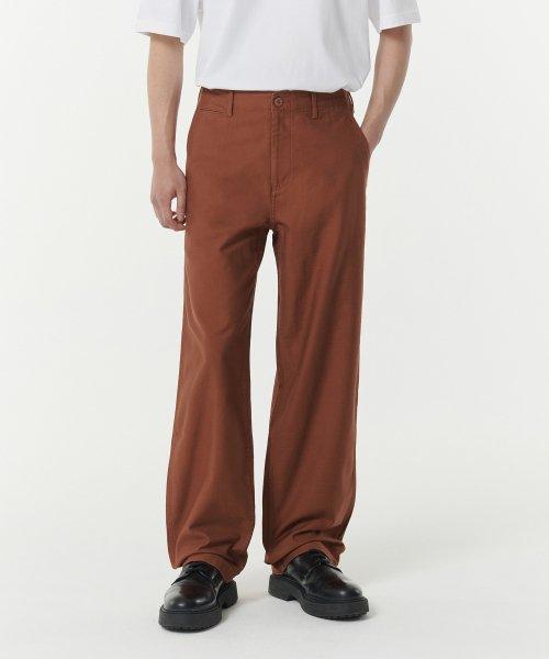 musinsastandard musinsastandard 無印 バックサテン オフィサーパンツ ブリックレッド