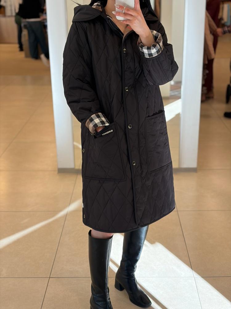Burberry Parkgate キルティング ロング ジャケット ブラック 80842091 80945811 81214671