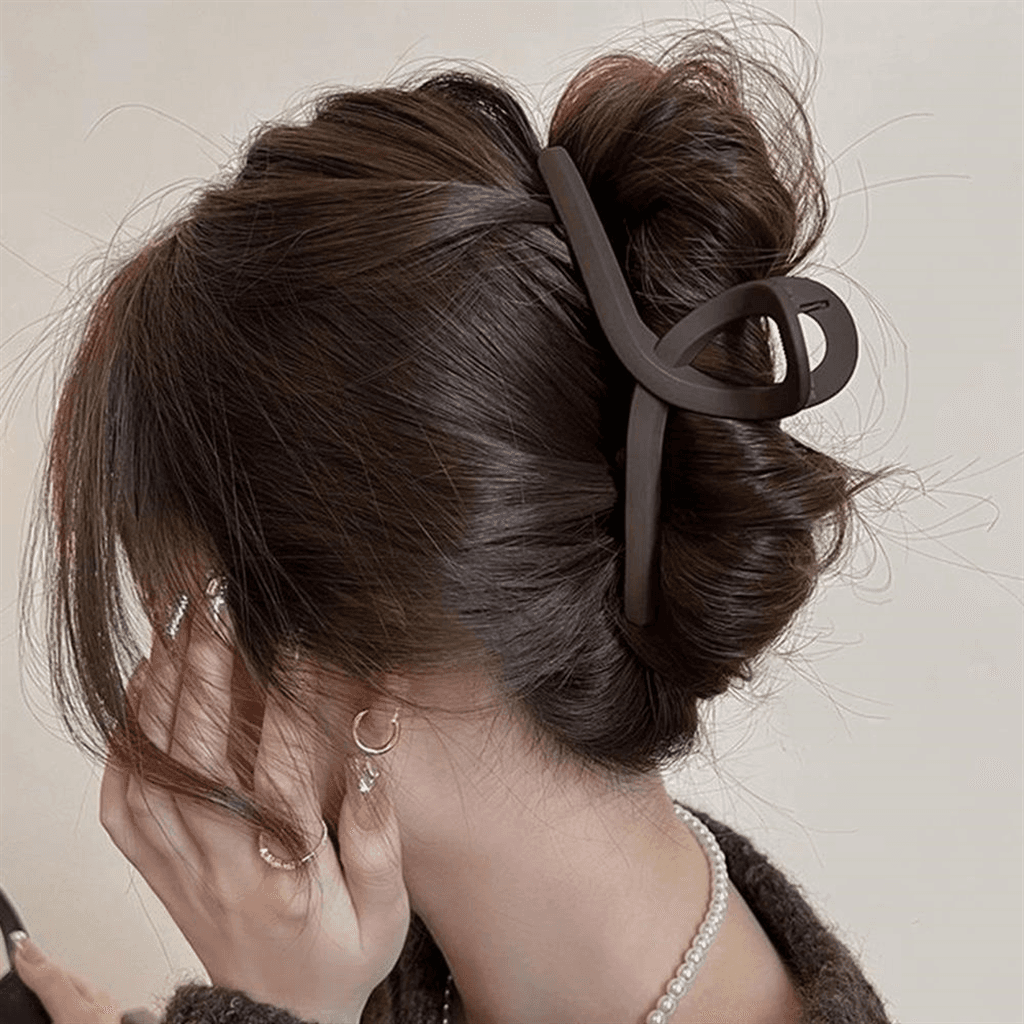 옷자락 (osjarak) レディース デイリー 無地 マットブラウン ビッグサイズ ヘアクリップ