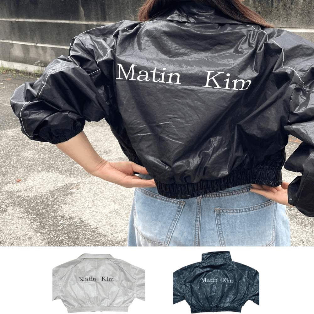 matin kim マウンテンパーカー matin kim コーティング クロップド丈 マウンテンパーカー コーティングジャンパー 超軽量 薄手 夏用 季節の変わり目 防水 ホワイト ルーズフィット