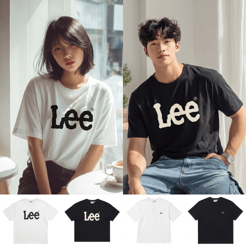 리 반팔티셔츠 남녀공용 LEE 빅로고 반팔 스몰 오버핏 루즈핏 커플티 단체