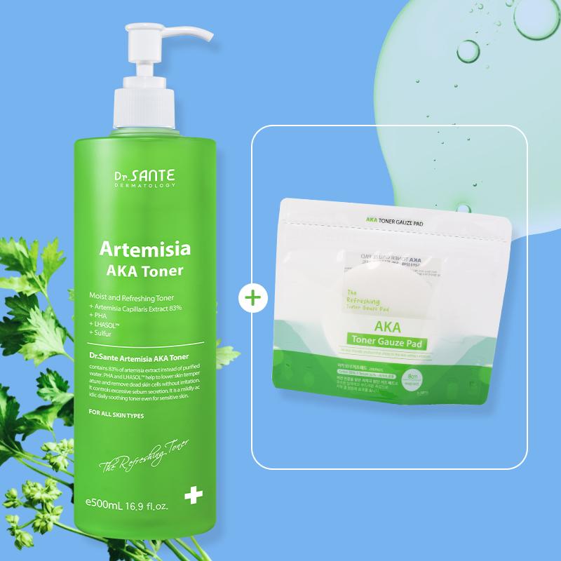 상떼 토너 아르테미시아 아카 500ml+펌프+S1-3 번들셋 (피지케어 약산성 진정)