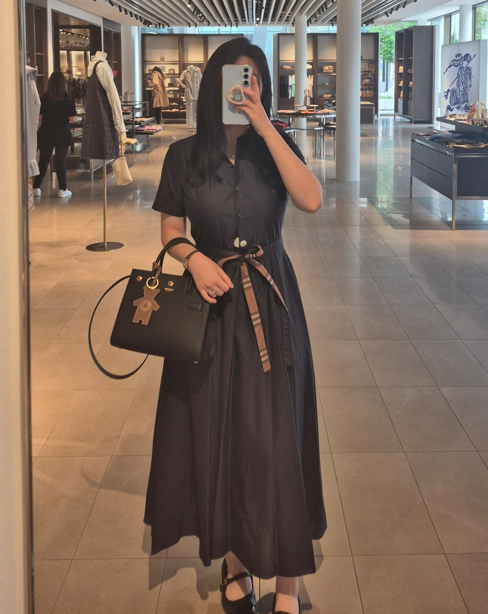 バーバリー (Burberry) レディース LIANA チェックカラー ベルテッド 半袖 ロングワンピース 2カラー 81217671 81223291