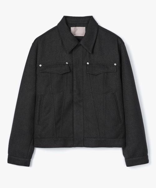 [르마드] ヘリンボーン トラッカージャケット - ブラック LM24FW117