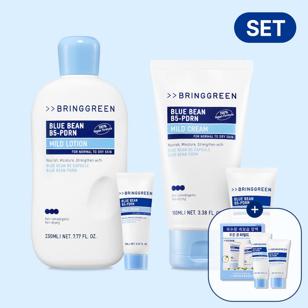 [블루빈SET] 브링그린 블루빈 B5-PDRN 마일드 로션 230ml + 크림 100ml 2종 세트