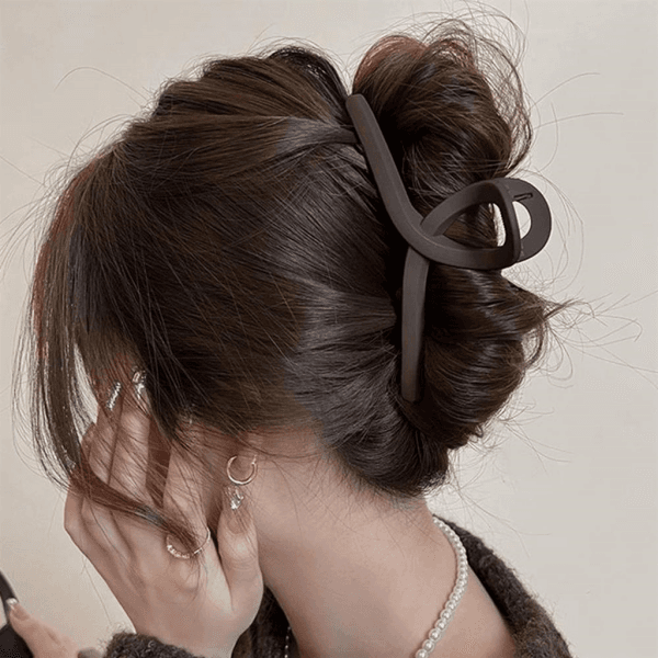 옷자락 (osjarak) レディース デイリールック マットブラウン ビッグサイズ ヘアクリップ