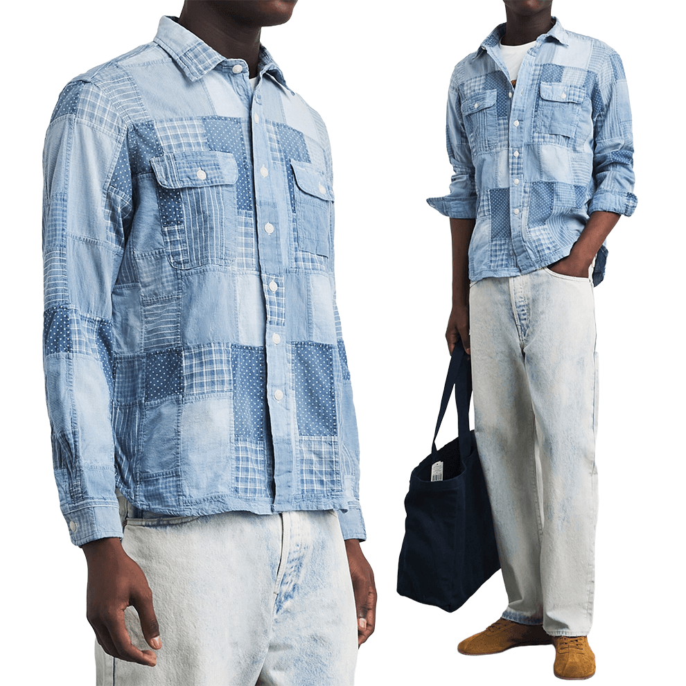 [デパート] Polo Ralph Lauren メンズ クラシックフィット インディゴダイ パッチワークワークシャツ