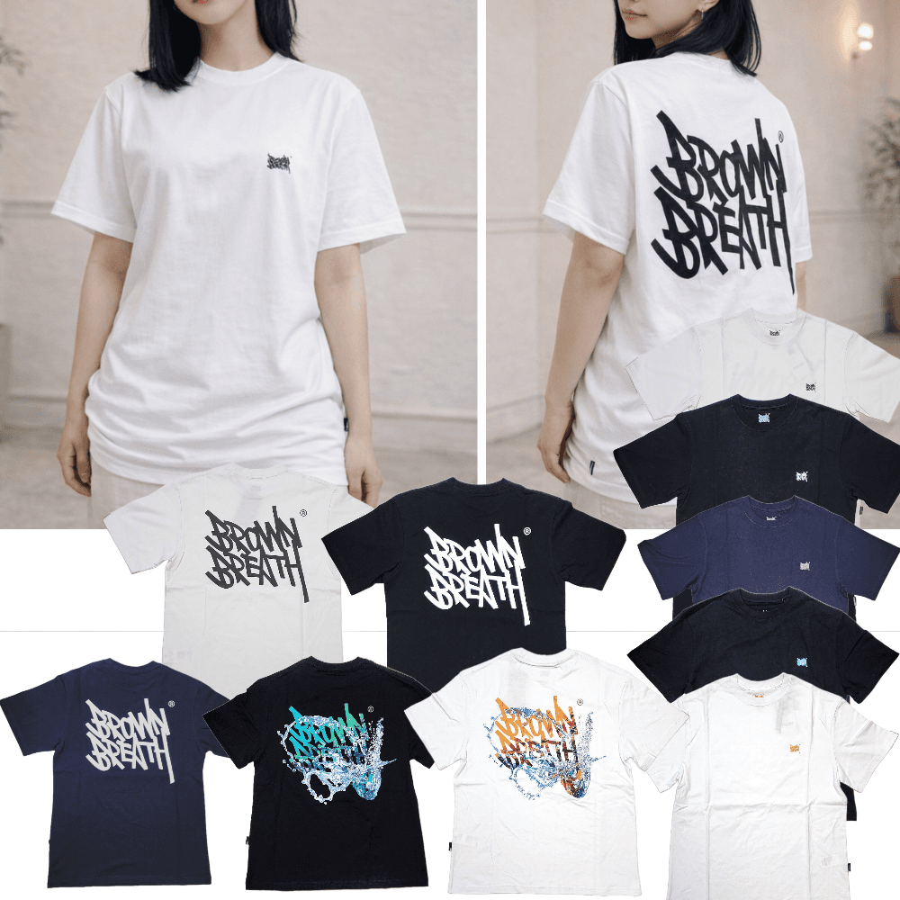 Brownbreath Tシャツ タグTシャツ 男女兼用 カップル Tシャツ オーバーフィット