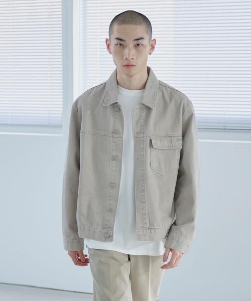 [지플리시] Washed Denim Trucker Jacket Beige 20240805016