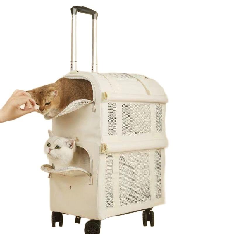 2段移動バッグ 猫 犬用キャリー 愛犬用トロリー バッグ ケネル ペットキャリー