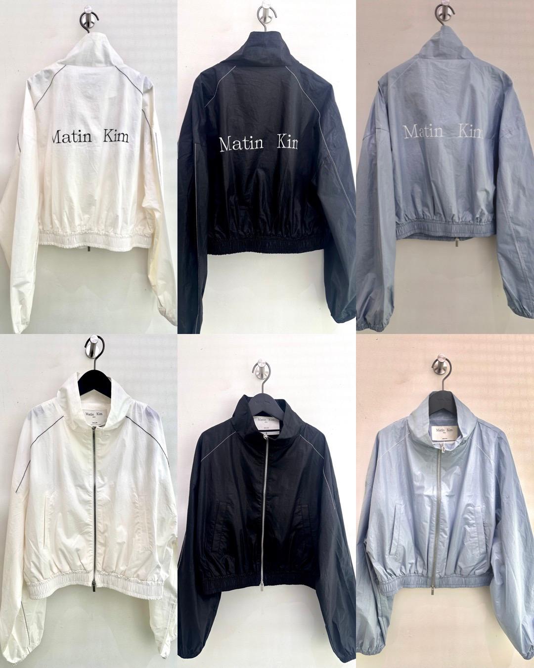 [国内店舗販売] MATIN KIM コーティング クロップド ブルゾン アイボリー / ブラック / スカイ