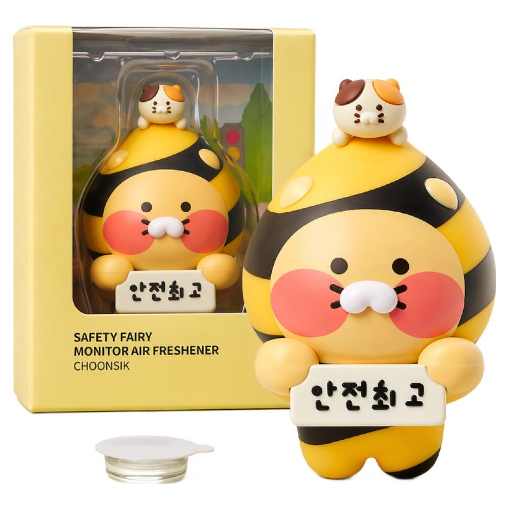 카카오프렌즈 안전요정 차량용 모니터 방향제 춘식이 라이언  1개  파우더리그린플로랄(춘식)