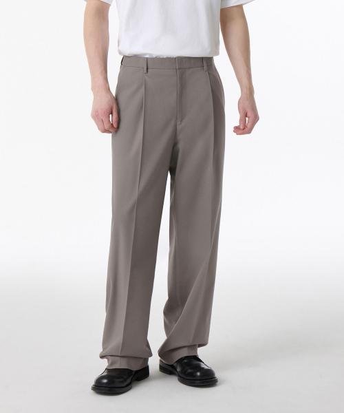 MUSINSA STANDARD musinsastandard MUSINSA WHIPCORD ONE TUCK WIDE HIDDEN BANDING SLACKS グレイッシュ ベージュ
