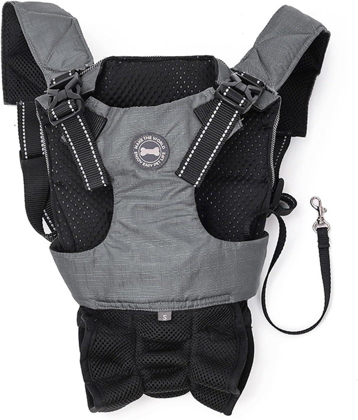 ペットキャリーリュック 前足出し (犬用) ハンズフリー トラベルバッグ 小型犬用 犬用 gray S