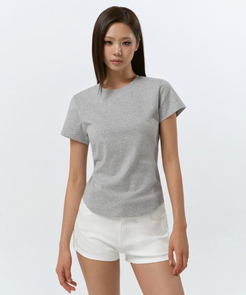 [MUSINSA STANDARD WOMEN] Women's Round Hem T-shirt [Medium Grey] MWFTS5C09-MR