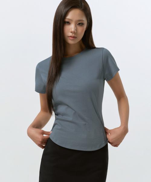 [MUSINSA STANDARD WOMEN] Women's Round Hem T-shirt [Peacock Blue] MWFTS5C09-PL