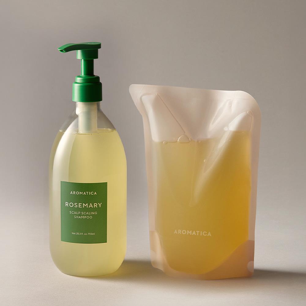 AROMATICA ローズマリー スカルプ スケーリング シャンプー 750ML + リフィル 500ML ヴィーガン 育毛機能性 低刺激